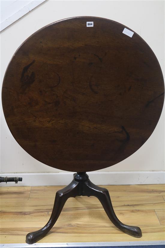 A Georgian mahogany circular tilt-top tripod table, W.81cm